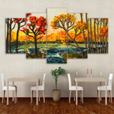 5 Pieces Canvas Wall Art Beautiful Autumn Landscape HD Painting Printed Poster