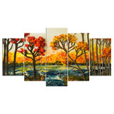 5 Pieces Canvas Wall Art Beautiful Autumn Landscape HD Painting Printed Poster