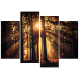 Wall Art Modern 4 Panel Sunrise Tree Landscape Canvas HD Print Modular Painting Pictures