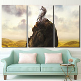 Wall Art Pictures 3 Pieces Animal Wolf Rock Desert Sunshine Landscape HD Printed Painting Canvas Posters