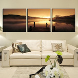 Wall Art Pictures Poster 3 Pieces Golden Pier River Dusk Landscape HD Prints Modern Canvas Painting