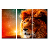 Printed Canvas Modern HD 3 Panel Animal Lion Pictures Modular Painting Wall Art Poster