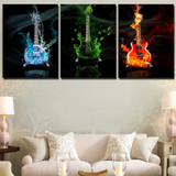 HD Wall Art Poster 3 Panel Music Guitar Canvas Print Painting Modular Pictures