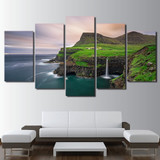 Canvas HD Print Poster Wall Art 5 Pieces Islands Waterfall Painting Modular Natural Seascape Pictures