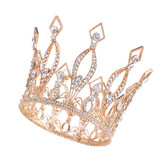Tall Royal Wedding Tiara Bridal Pageant Beauty Contest Rhinestone Tiara Rose Gold Color Full Crown Tall Royal Wedding Tiara Bridal Pageant Beauty Contest Rhinestone Tiara Rose Gold Color Full Crown