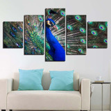 Canvas HD Prints Poster Wall Art Paintings 5 Pieces Beautiful Amazing Peacock Pictures