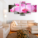 Modern Canvas Painting Wall Art Pictures 5 Pieces Blooming Bright Butterfly Orchid Flower Poster