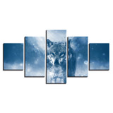 Canvas Wall Art Pictures 5 Pieces Animal Wolf Winter Snow Landscape HD Printed Poster