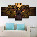 HD Printed Canvas Posters Wall Art 5 Pieces Animal Deer Antlers Painting Modular Pictures