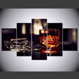 Modern Wall Art Poster Pictures 5 Panel Cigar Wine Canvas HD Print Painting Modular