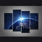 Canvas Painting Wall Art 4 Pieces Beautiful Around Planet Surface Light Landscape  Modern Pictures