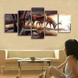 Canvas Printed HD Modern Wall Art Modular Poster 5 Panel Animal Deer Pictures Painting