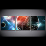 3 piece Printed Space Starry Sky Planet Universe Painting Canvas Art Work For Wall