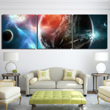 3 piece Printed Space Starry Sky Planet Universe Painting Canvas Art Work For Wall