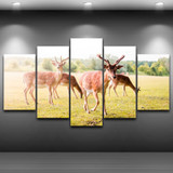Modern Painting Posters 5 Panel Animal Deer Landscape Wall Art Pictures HD Printed Canvas