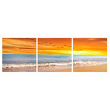 3 Piece Canvas Art HD Print Beach Waves Painting Rosy Clouds Evening Paintings Wall