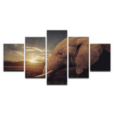 Paintings Canvas Wall Art Modular 5 Pieces Animal Elephant HD Printed Sunset Scenery Pictures Posters