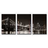 Canvas Wall Art Pictures Modern 3 Pieces Brooklyn Bridge HD Printed City Night Landscape Poster Painting