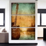 Modular Wall Art Canvas Music Pictures  3 Pieces Guitar Painting Vintage Abstract Modern Poster