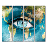 4 Piece Canvas Continent World Map Woman Face Posters And Prints Wall Art Canvas Prints Artwork Decor