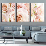 HD Printed Pictures Canvas Wall Art 3 Pieces Bright Light Pink Roses Flowers Painting Posters