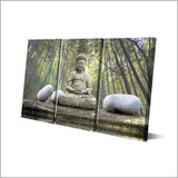HD Printed Pictures Canvas Wall Art 3 Pieces Buddha Stone Bamboo Forest Landscape Painting Posters