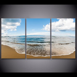HD Printed Pictures Canvas Wall Art 3 Pieces Summer Beach Sea Wave Clouds Sky Landscape Posters