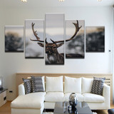 Printed Wall Art HD Canvas 5 Panel Animal Deer Landscape Modular Pictures Painting