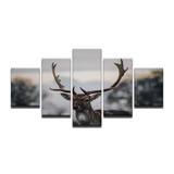 Printed Wall Art HD Canvas 5 Panel Animal Deer Landscape Modular Pictures Painting