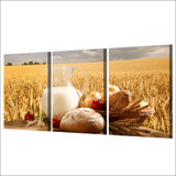 Canvas Wall Art Picture 3 Pieces Gold Wheat Field Milk Sun Shines Landscape HD Printed Poster