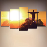 Modern Wall Art Canvas Painting 5 Panel Jesus Landscape HD Printed Pictures Poster