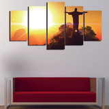Modern Wall Art Canvas Painting 5 Panel Jesus Landscape HD Printed Pictures Poster