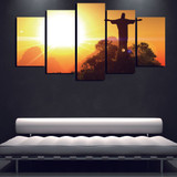 Modern Wall Art Canvas Painting 5 Panel Jesus Landscape HD Printed Pictures Poster