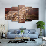 HD Modern Painting On Canvas Pictures 5 Panel Animal Wolf Wall Art Print Cuadros Posters