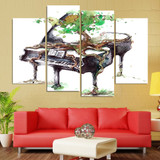 Canvas Wall Art Pictures 4 Pieces Abstract Trees Music Piano HD Print Poster Painting