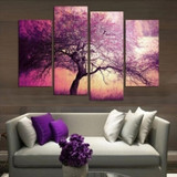 Canvas Wall Art Pictures 4 Pieces Beautiful Pink Trees Landscape HD Prints Poster