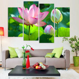 Modern Home Wall Art Decoration Pictures 4 Pieces Pink Flower Lotus HD Printed Painting Canvas Poster