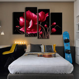 Modern Wall Art Modular Pictures 4 Pieces Bright Red Flower Petals HD Print Painting On Canvas