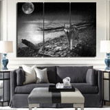Canvas Pictures Modern 3 Panel Night View Animal Wolf Wall Art HD Printed Cuadros Paintings