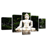 Canvas Wall Art Pictures 5 Pieces White Statue Of Buddha Painting HD Printed Poster