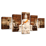 Modern Home Wall Art HD Printed Painting On Canvas 5 Pieces White Buddha Modular Pictures