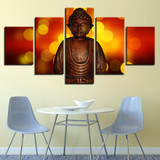 HD Modular Printed Modern Abstract Wall Art 5 Panel Buddha Poster Pictures Canvas Painting