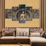 Modern HD Canvas Wall Art Poster 5 Panel Figure Of Buddha Print Painting Modular Pictures