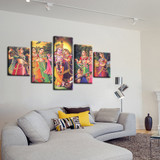 Hd Print Canvas Painting Stick On The Wall 5 Panel India Myth Lord Krishna Painting Vishnu Picture