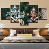 Modern Pictures Canvas HD 5 Pieces India Ganesha Printed Painting Wall Art Modular Poster