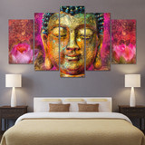 HD Wall Modular Pictures Art Posters 5 Panel Buddha Printed Modern On Canvas Painting