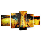Canvas Wall Art Pictures HD Printed Painting Poster 5 Pieces Golden Buddha Face Modern
