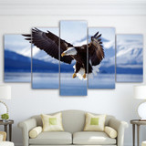 HD Printed Modular Painting 5 Pieces Animal Bald Eagle Soaring In The Blue Sky Wall Art Canvas Pictures