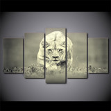 Art Canvas Wall Pictures Poster 5 Panel African Animal Lion Prints Prints Canvas Painting