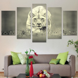 Art Canvas Wall Pictures Poster 5 Panel African Animal Lion Prints Prints Canvas Painting